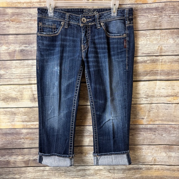 Silver Jeans‎ Aiko Capri 29 Low Rise Distressed Crop - Picture 1 of 7